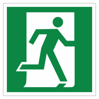 Знак безопасности Выход здесь (правосторонний) (E01-02)